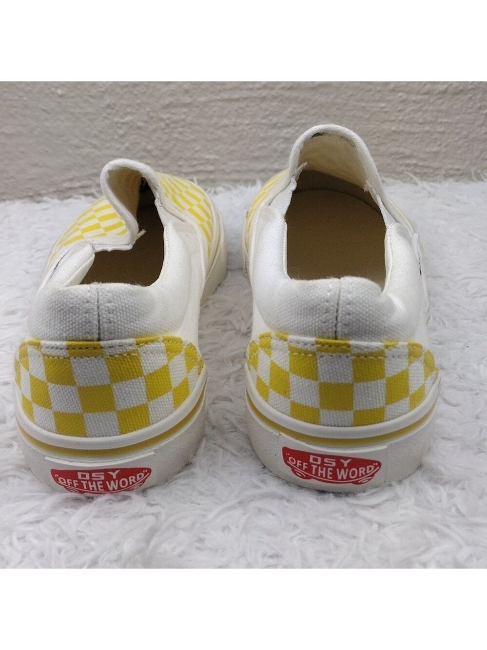Vans DSY Off The Word Yellow Checkered Canvas Round Toe Low Top Slip-On Sneaker - Picture 5 of 16